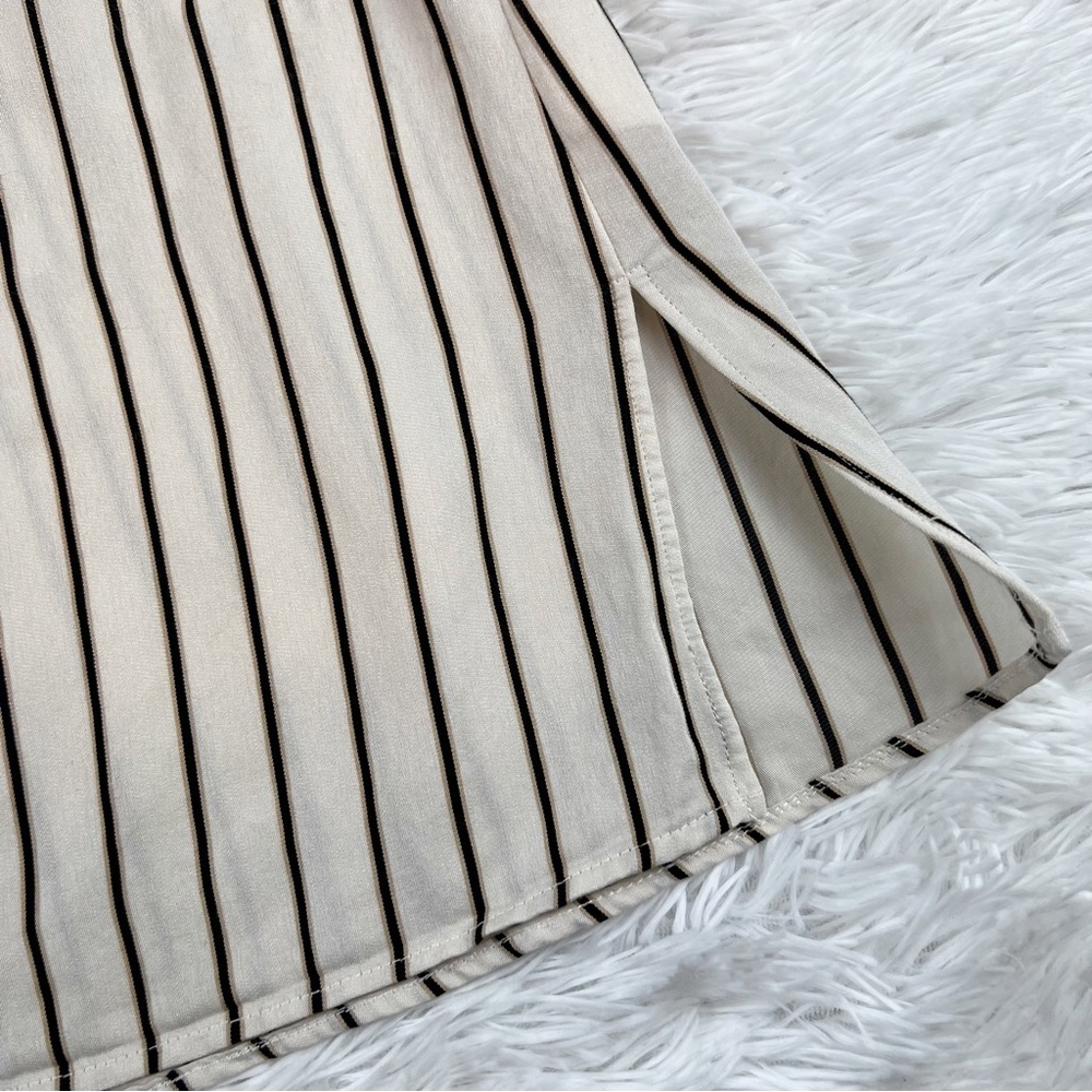 Bogner Alissa Eggshell Stripe Long Sleeve shirt Dress tie waist button front - Picture 10 of 12